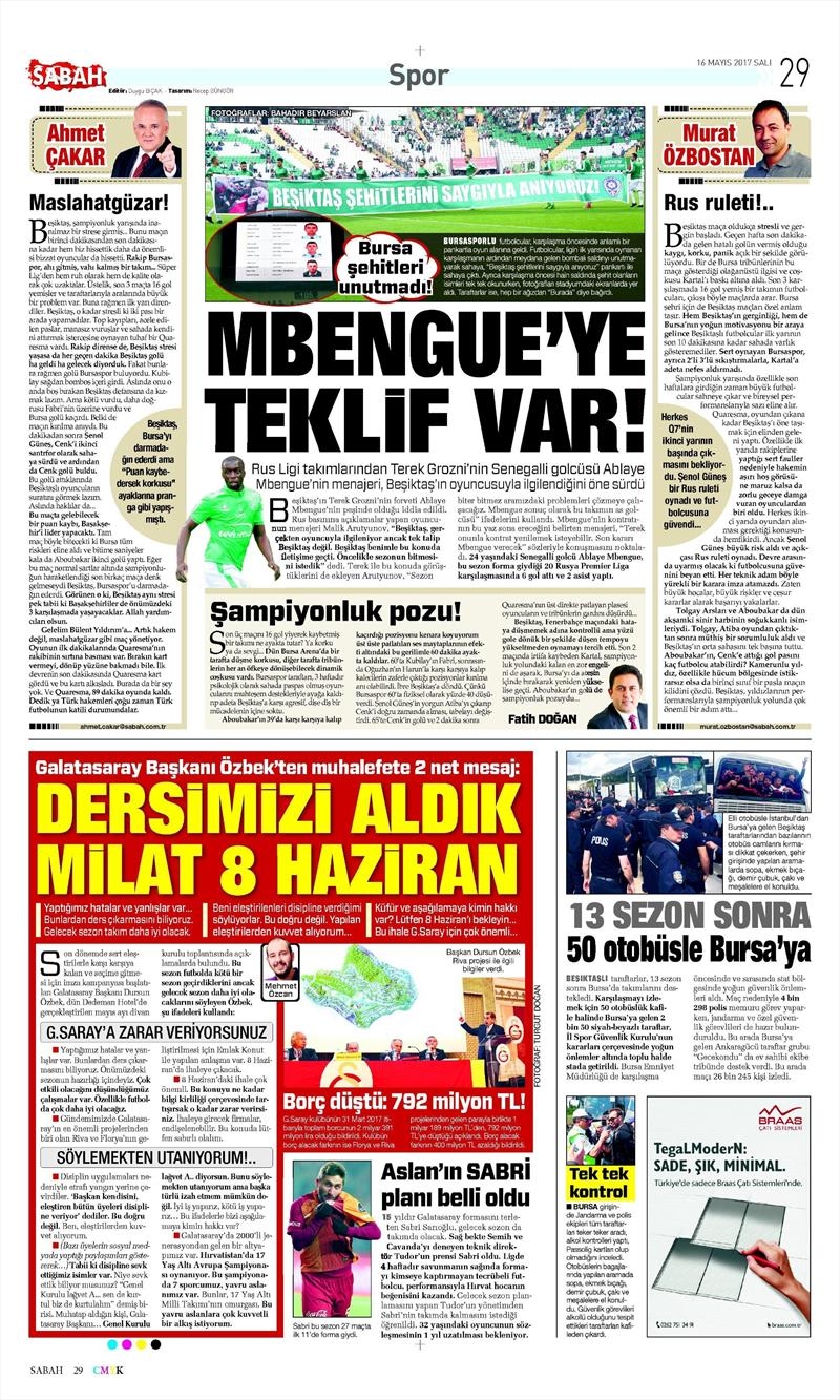16 Mayıs 2017 | İşte gazetelerin Beşiktaş manşetleri - Görsel 18