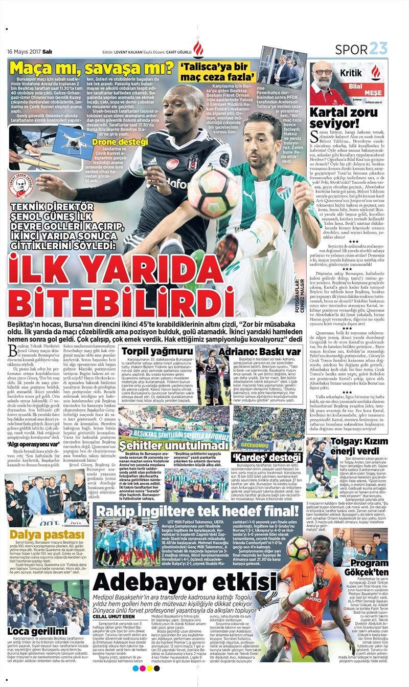 16 Mayıs 2017 | İşte gazetelerin Beşiktaş manşetleri - Görsel 23