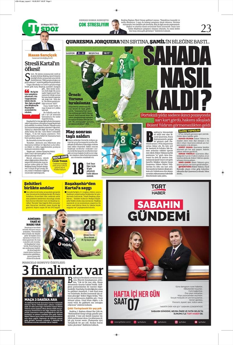 16 Mayıs 2017 | İşte gazetelerin Beşiktaş manşetleri - Görsel 28