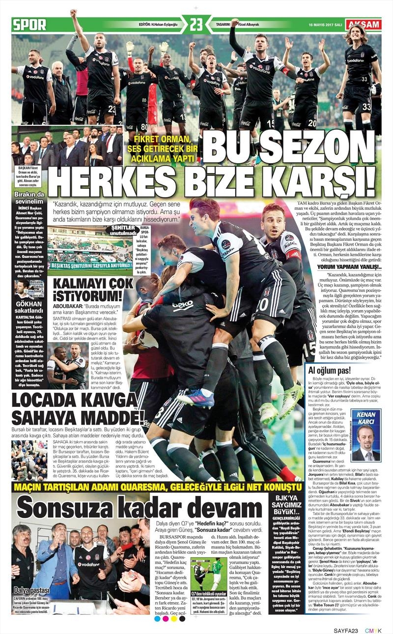 16 Mayıs 2017 | İşte gazetelerin Beşiktaş manşetleri - Görsel 3