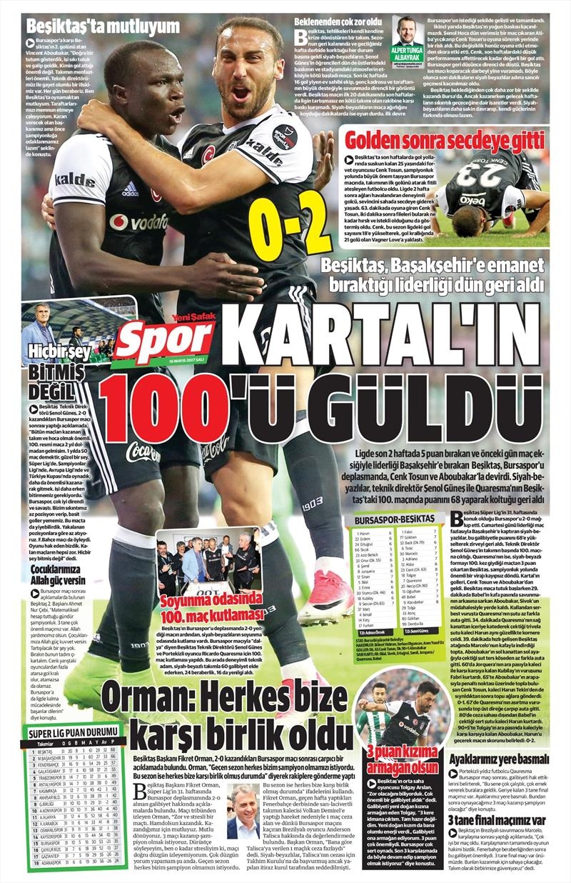 16 Mayıs 2017 | İşte gazetelerin Beşiktaş manşetleri - Görsel 5