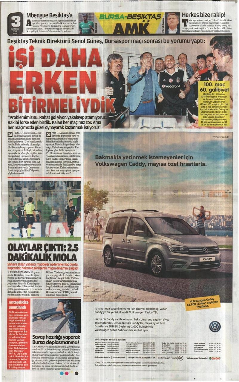 16 Mayıs 2017 | İşte gazetelerin Beşiktaş manşetleri - Görsel 6