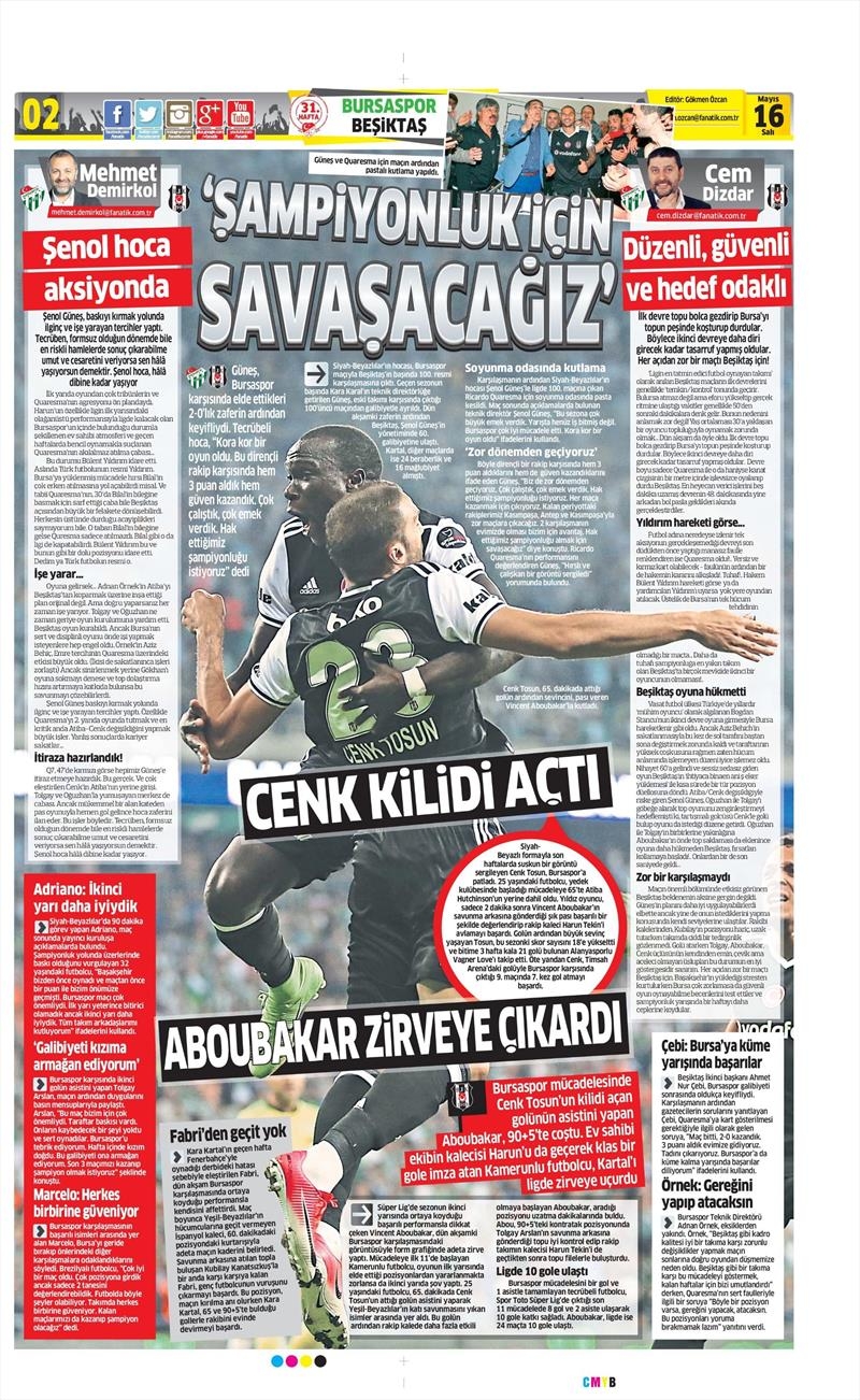 16 Mayıs 2017 | İşte gazetelerin Beşiktaş manşetleri - Görsel 7