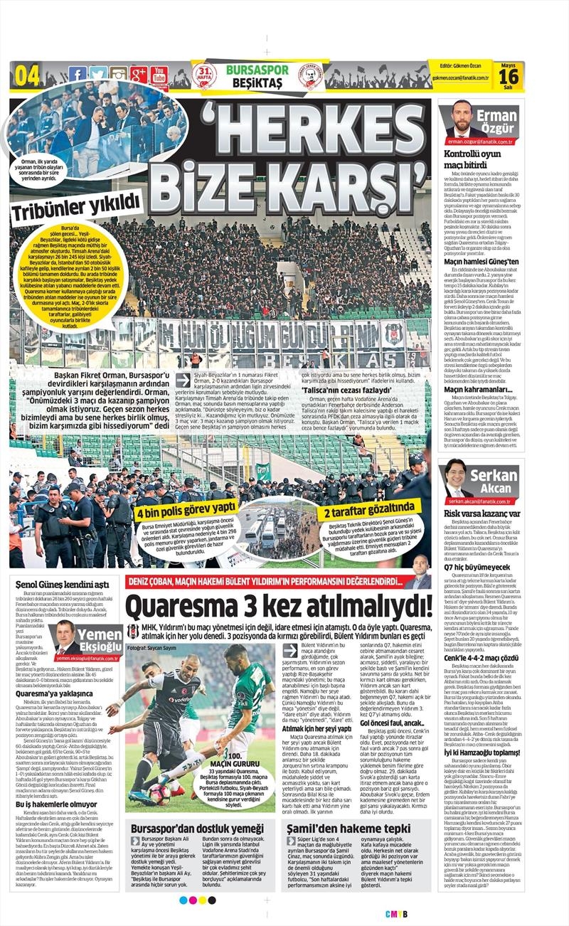 16 Mayıs 2017 | İşte gazetelerin Beşiktaş manşetleri - Görsel 8