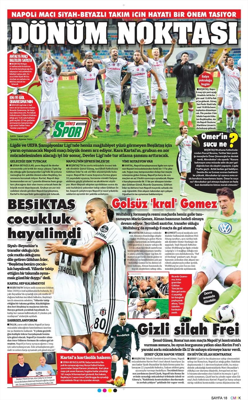18 Ekim 2016 | Gazetelerin Beşiktaş manşetleri - Görsel 11