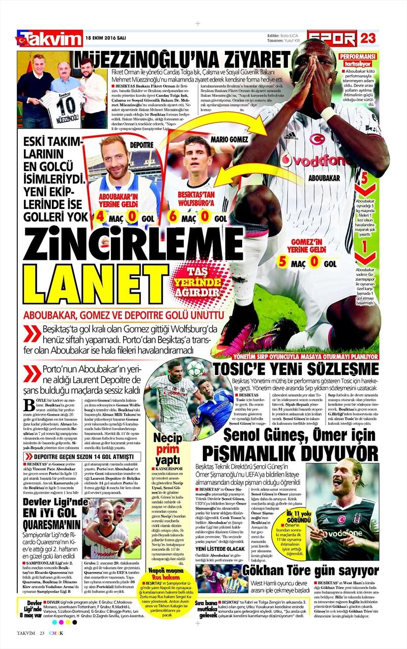 18 Ekim 2016 | Gazetelerin Beşiktaş manşetleri - Görsel 3