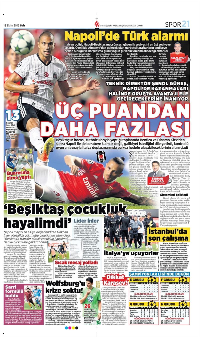 18 Ekim 2016 | Gazetelerin Beşiktaş manşetleri - Görsel 7