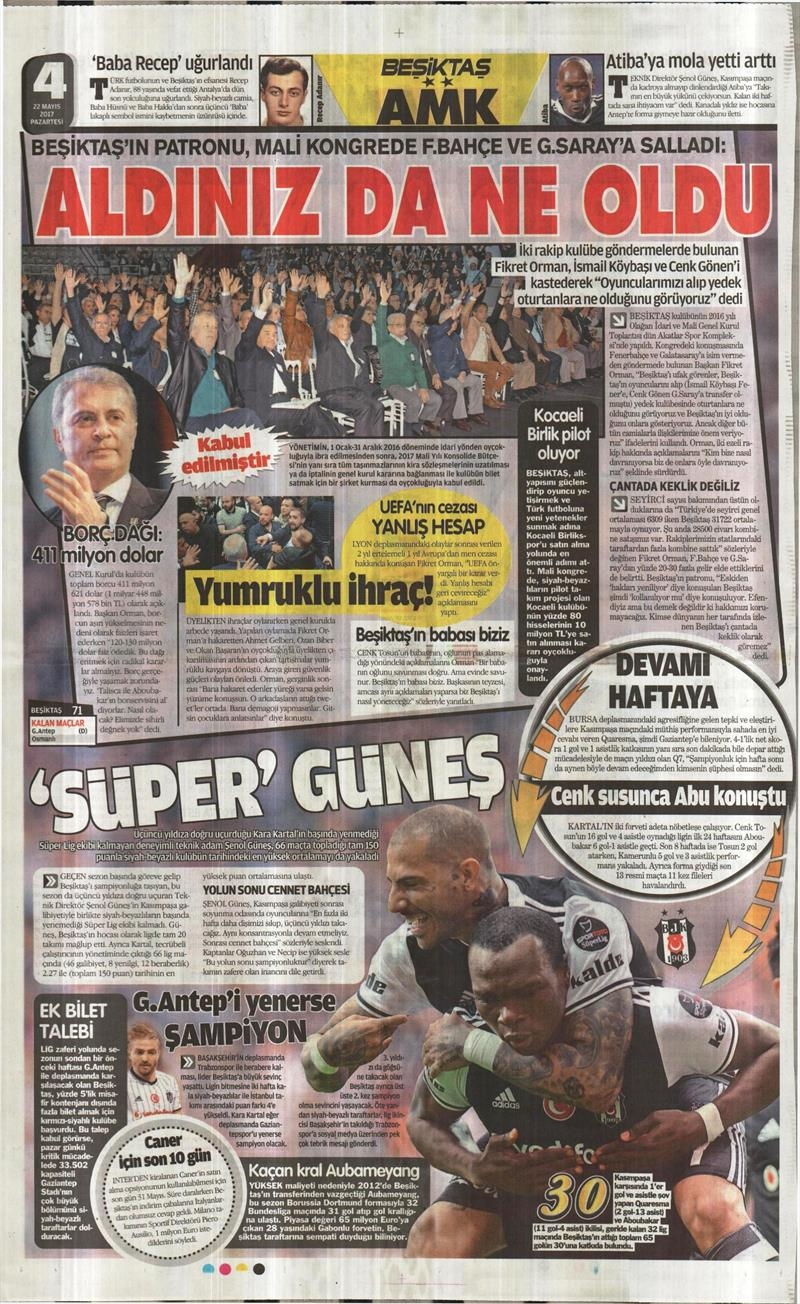 22 Mayıs 2017 | İşte gazetelerin Beşiktaş manşetleri - Görsel 8