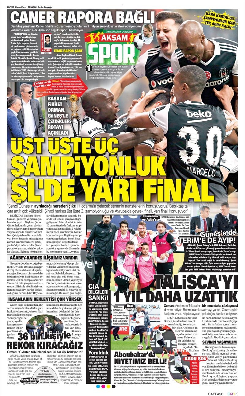 24 Mayıs 2017 | İşte gazetelerin Beşiktaş manşetleri - Görsel 2