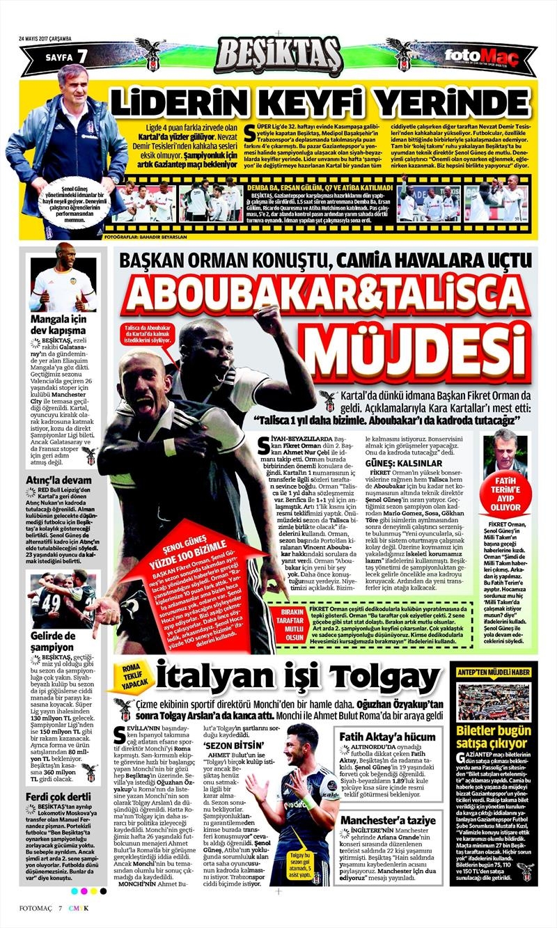 24 Mayıs 2017 | İşte gazetelerin Beşiktaş manşetleri - Görsel 8
