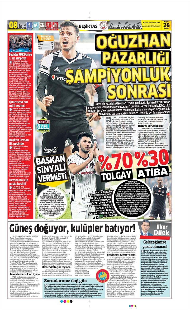 26 Mayıs 2017 | İşte Gazetelerin Beşiktaş Manşetleri - Görsel 10