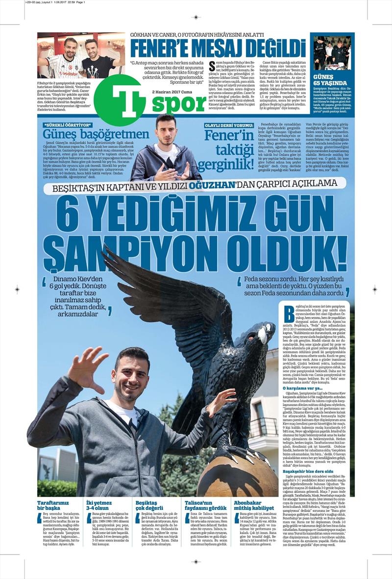 02 Haziran 2017 | İşte Gazetelerin Beşiktaş Manşetleri - Görsel 16