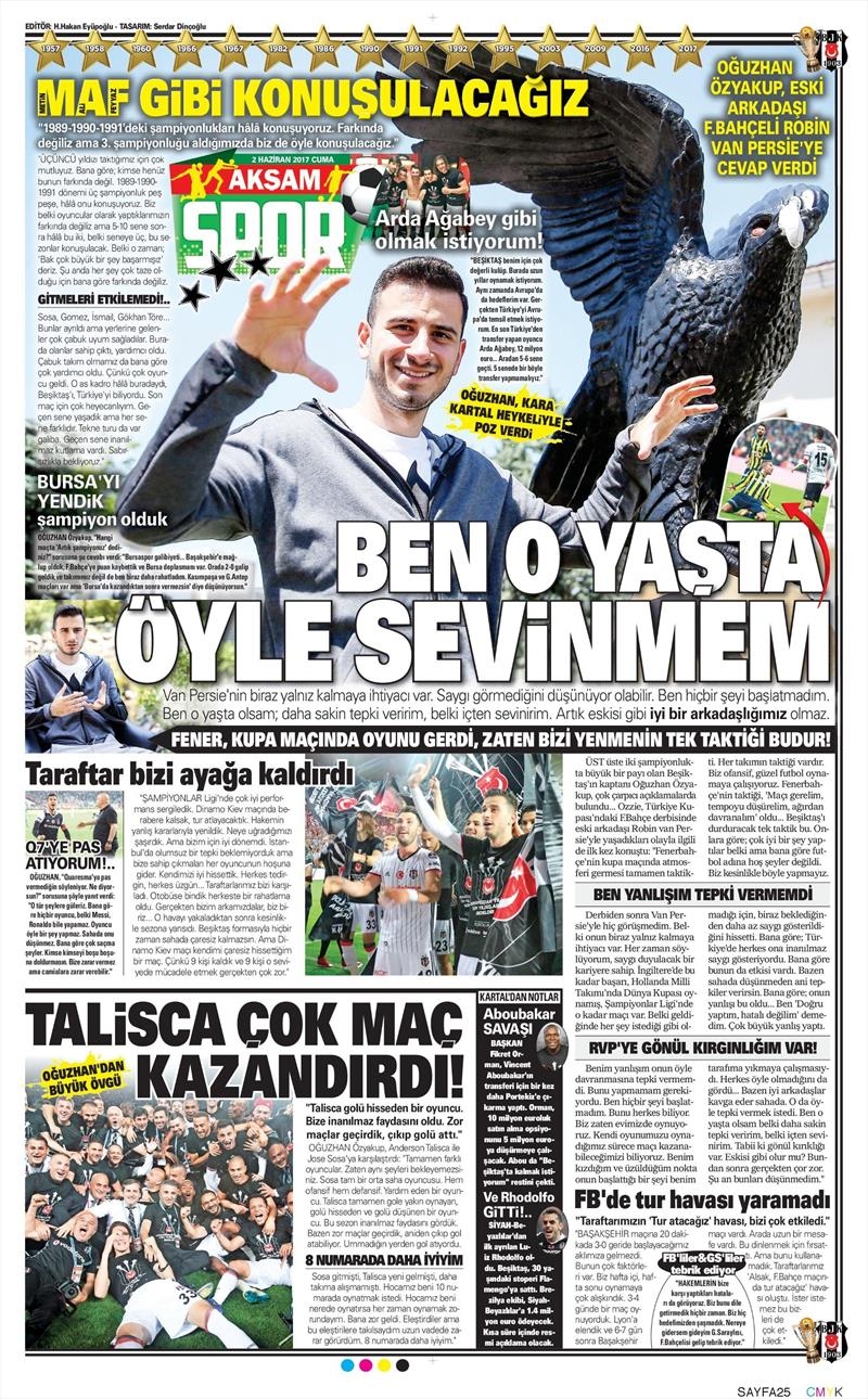 02 Haziran 2017 | İşte Gazetelerin Beşiktaş Manşetleri - Görsel 2