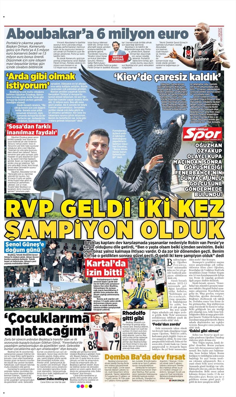 02 Haziran 2017 | İşte Gazetelerin Beşiktaş Manşetleri - Görsel 20