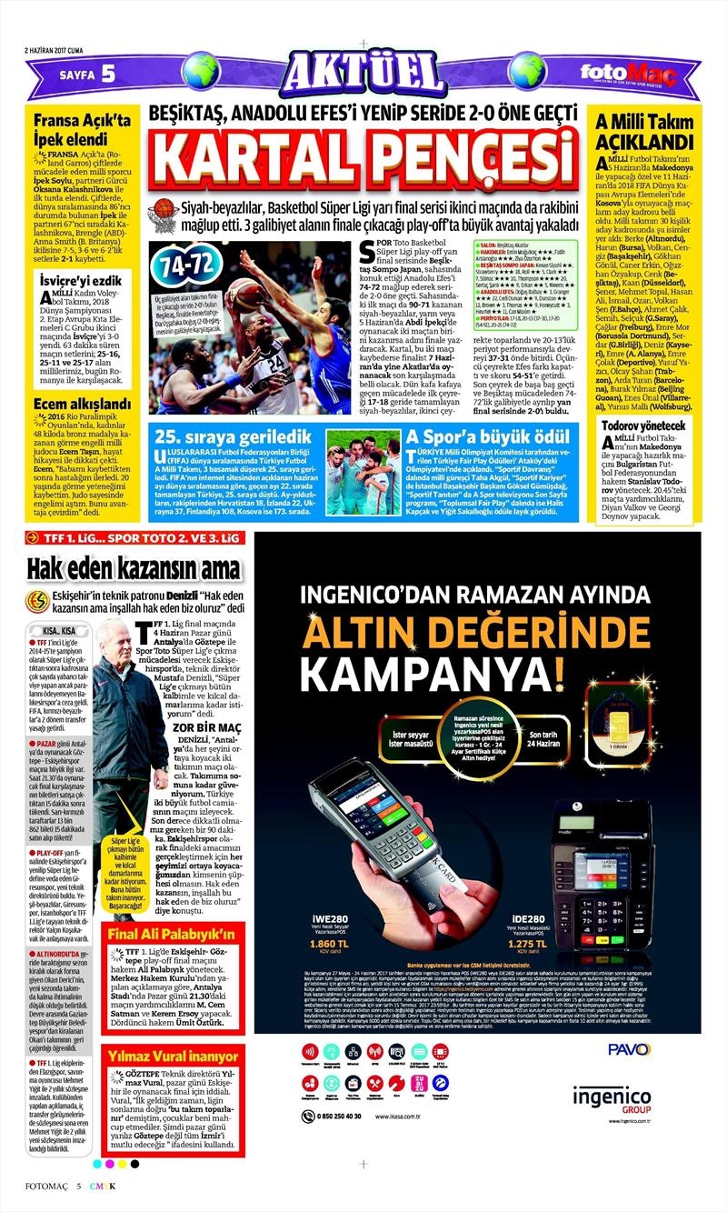 02 Haziran 2017 | İşte Gazetelerin Beşiktaş Manşetleri - Görsel 8