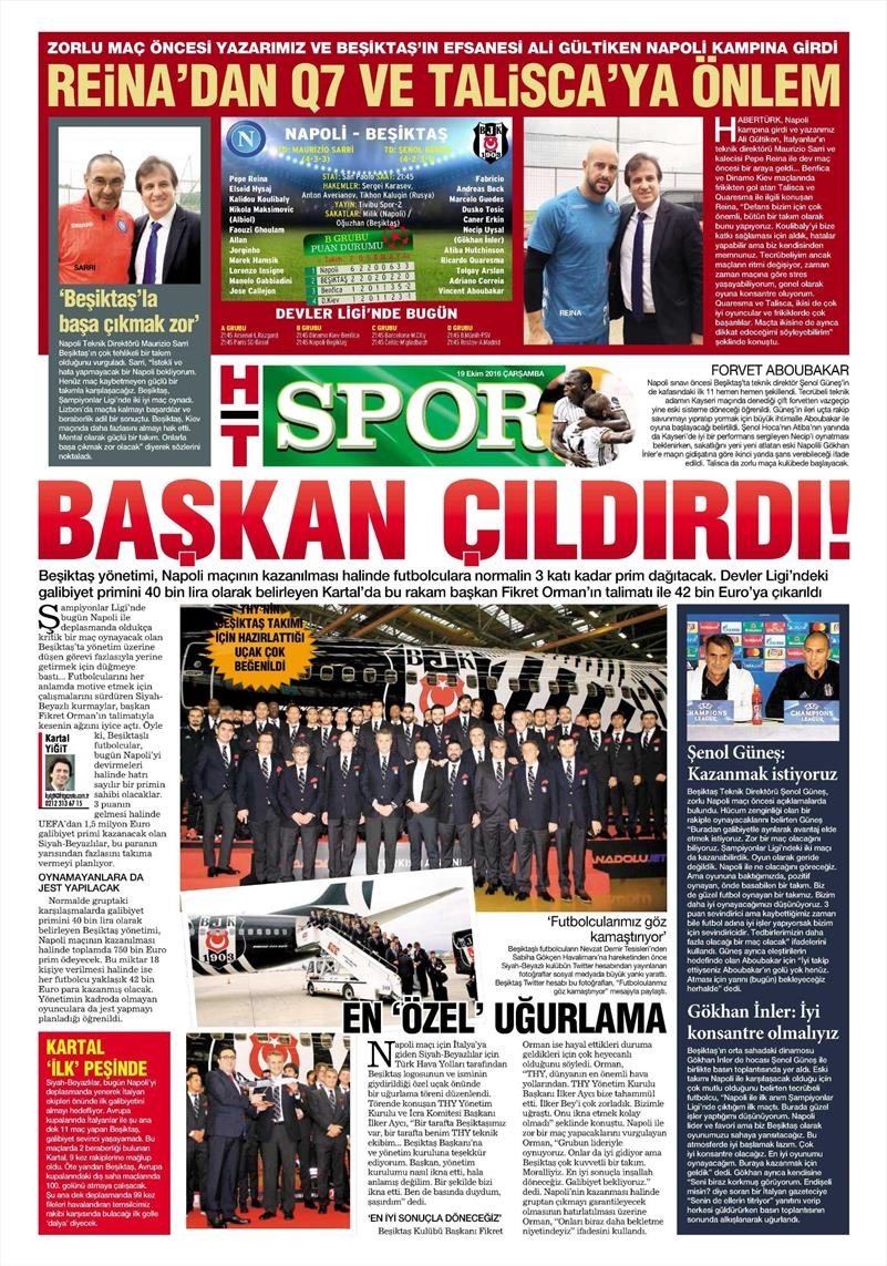 19 Ekim Çarşamba | Gazetelerin Beşiktaş Manşetleri - Görsel 10