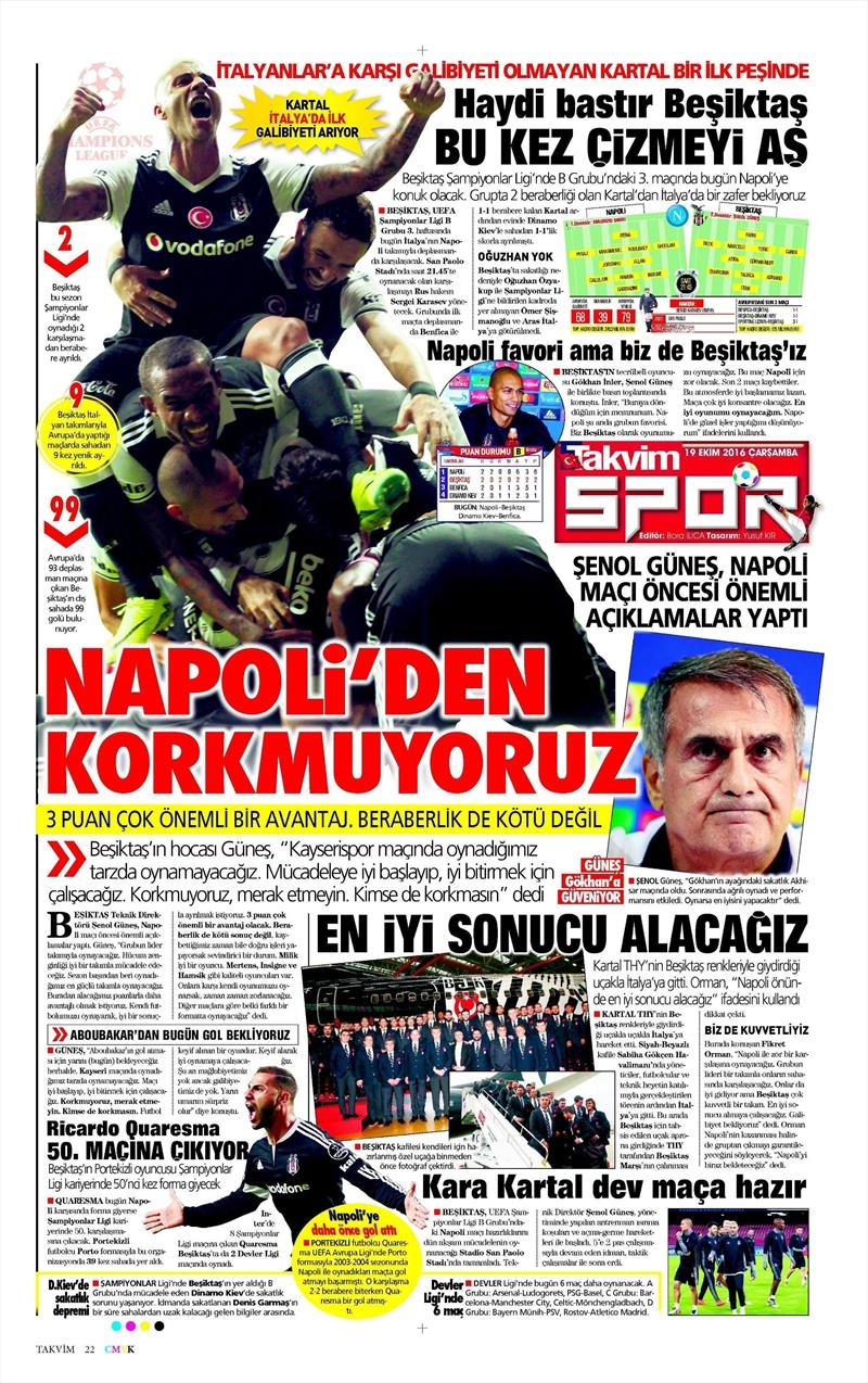 19 Ekim Çarşamba | Gazetelerin Beşiktaş Manşetleri - Görsel 19