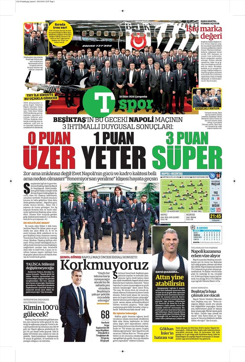 19 Ekim Çarşamba | Gazetelerin Beşiktaş Manşetleri - Görsel 20