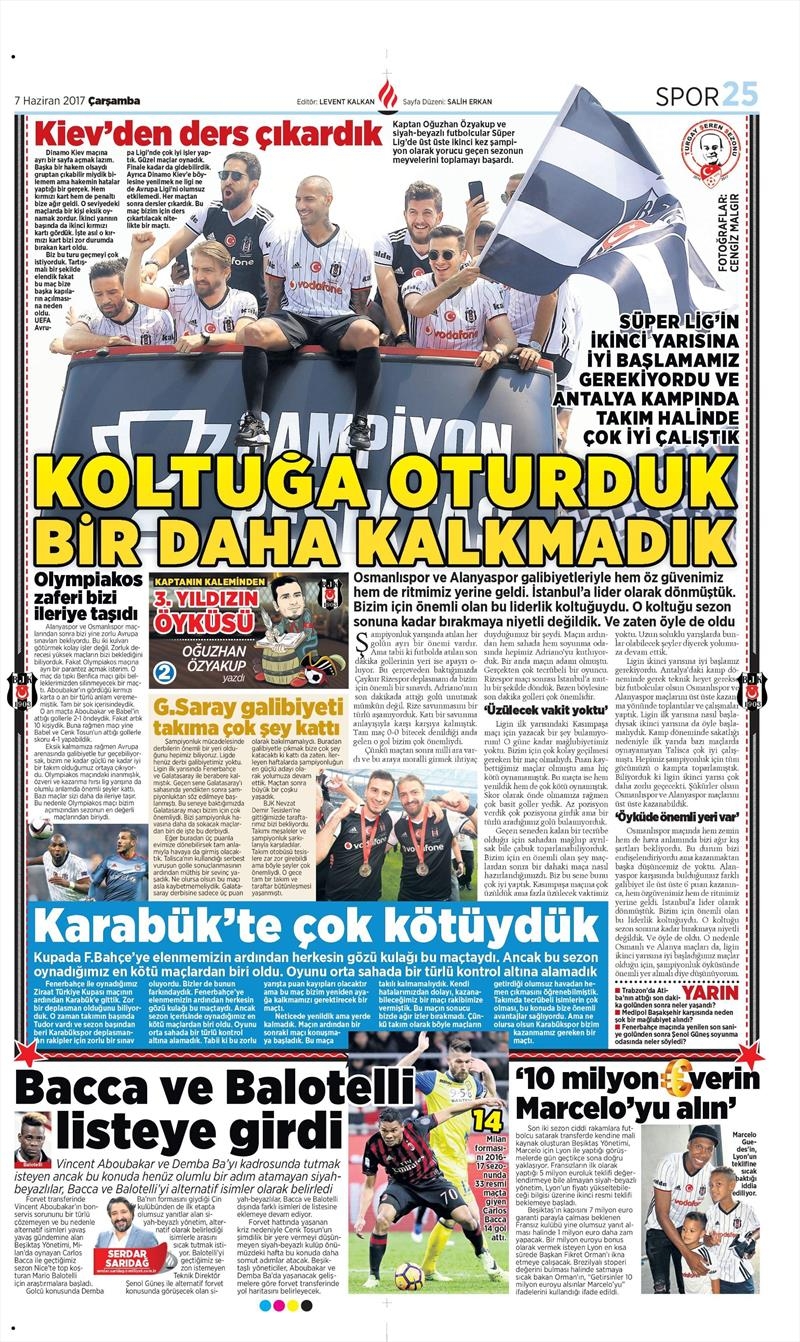 07 Haziran 2017 | Gazetelerin Beşiktaş Manşetleri - Görsel 11