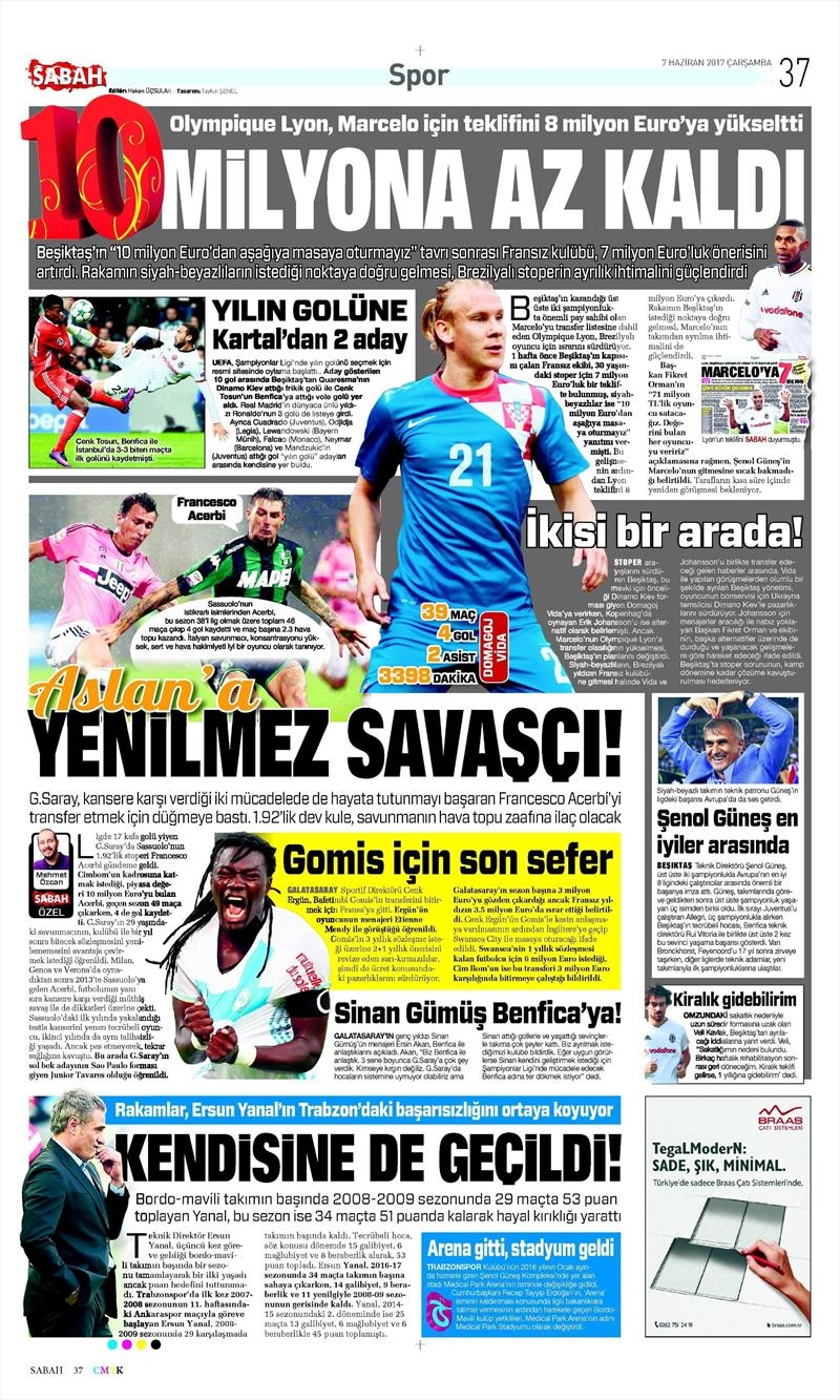 07 Haziran 2017 | Gazetelerin Beşiktaş Manşetleri - Görsel 13