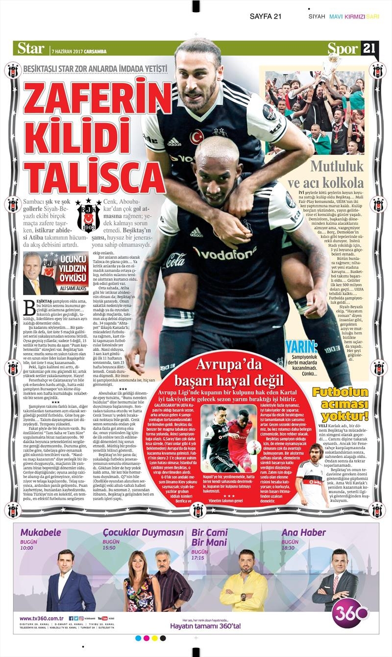 07 Haziran 2017 | Gazetelerin Beşiktaş Manşetleri - Görsel 15