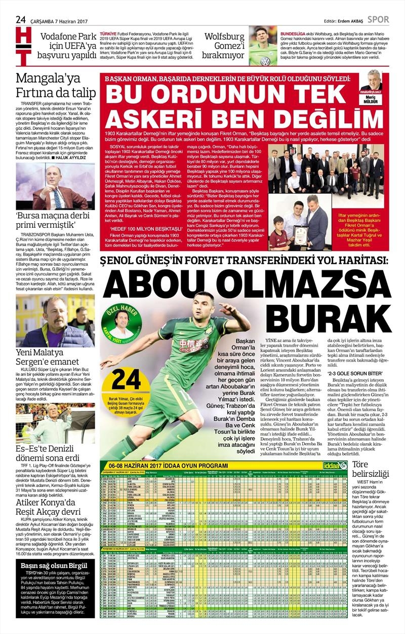 07 Haziran 2017 | Gazetelerin Beşiktaş Manşetleri - Görsel 9