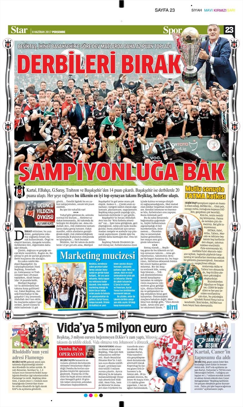 08 Haziran 2017 | Gazetelerin Beşiktaş Manşetleri - Görsel 16