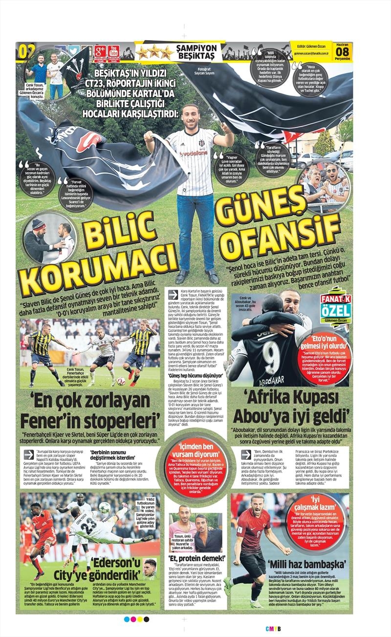 08 Haziran 2017 | Gazetelerin Beşiktaş Manşetleri - Görsel 2