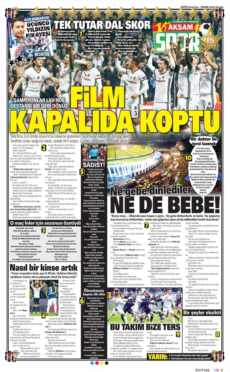 08 Haziran 2017 | Gazetelerin Beşiktaş Manşetleri - Görsel 5