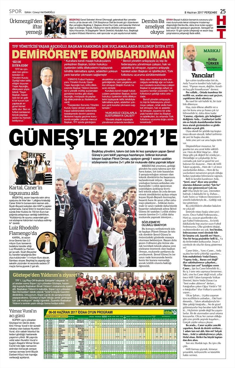 08 Haziran 2017 | Gazetelerin Beşiktaş Manşetleri - Görsel 9