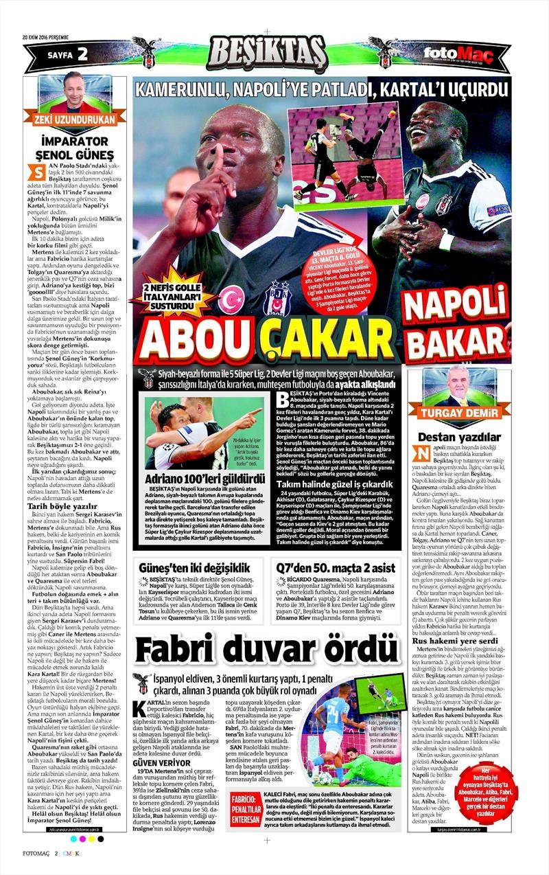 20 Ekim 016 | Gazetelerin Beşiktaş Sayfaları - Görsel 10