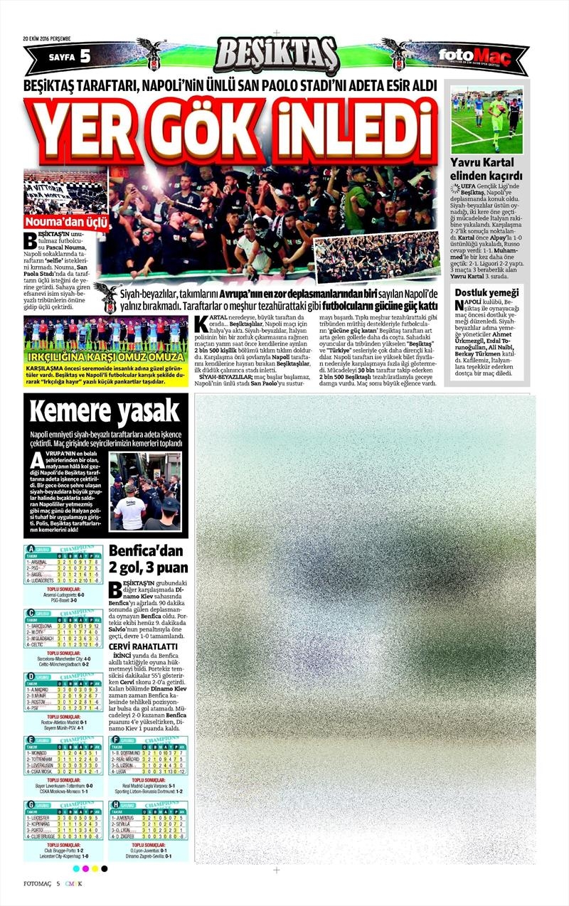 20 Ekim 016 | Gazetelerin Beşiktaş Sayfaları - Görsel 12