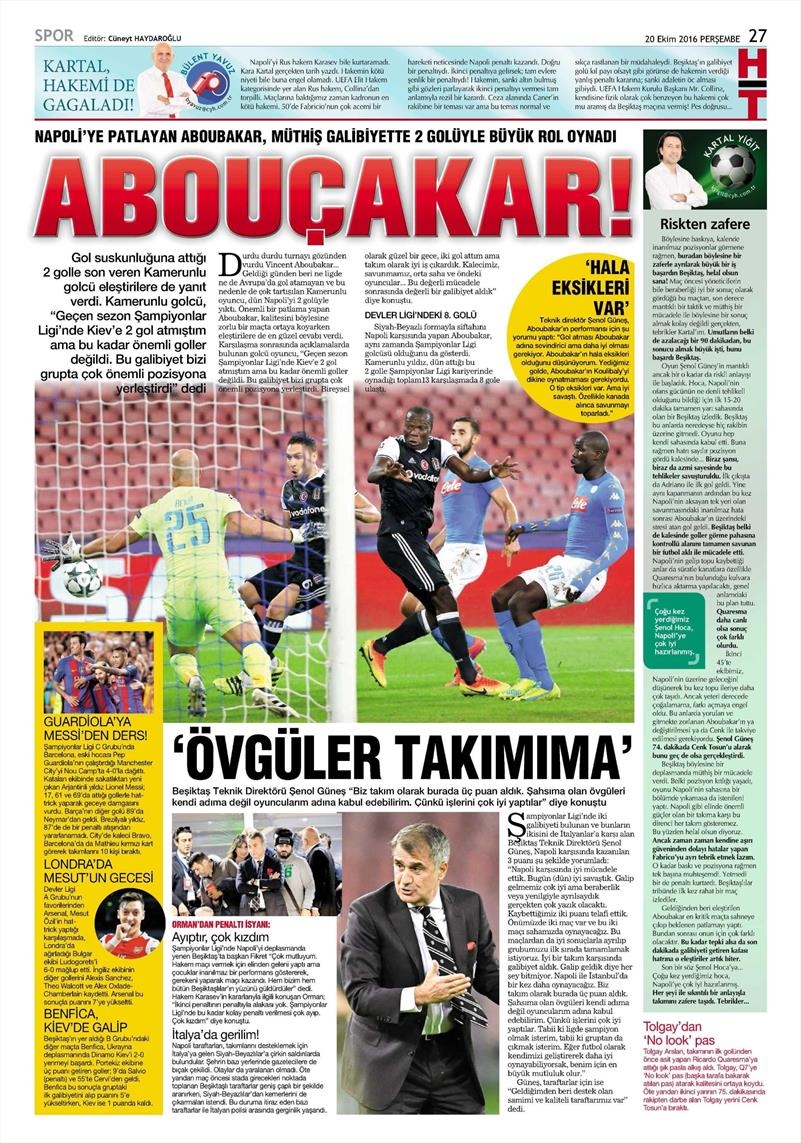 20 Ekim 016 | Gazetelerin Beşiktaş Sayfaları - Görsel 14