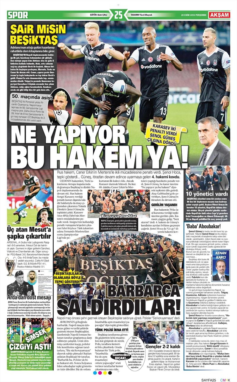 20 Ekim 016 | Gazetelerin Beşiktaş Sayfaları - Görsel 2
