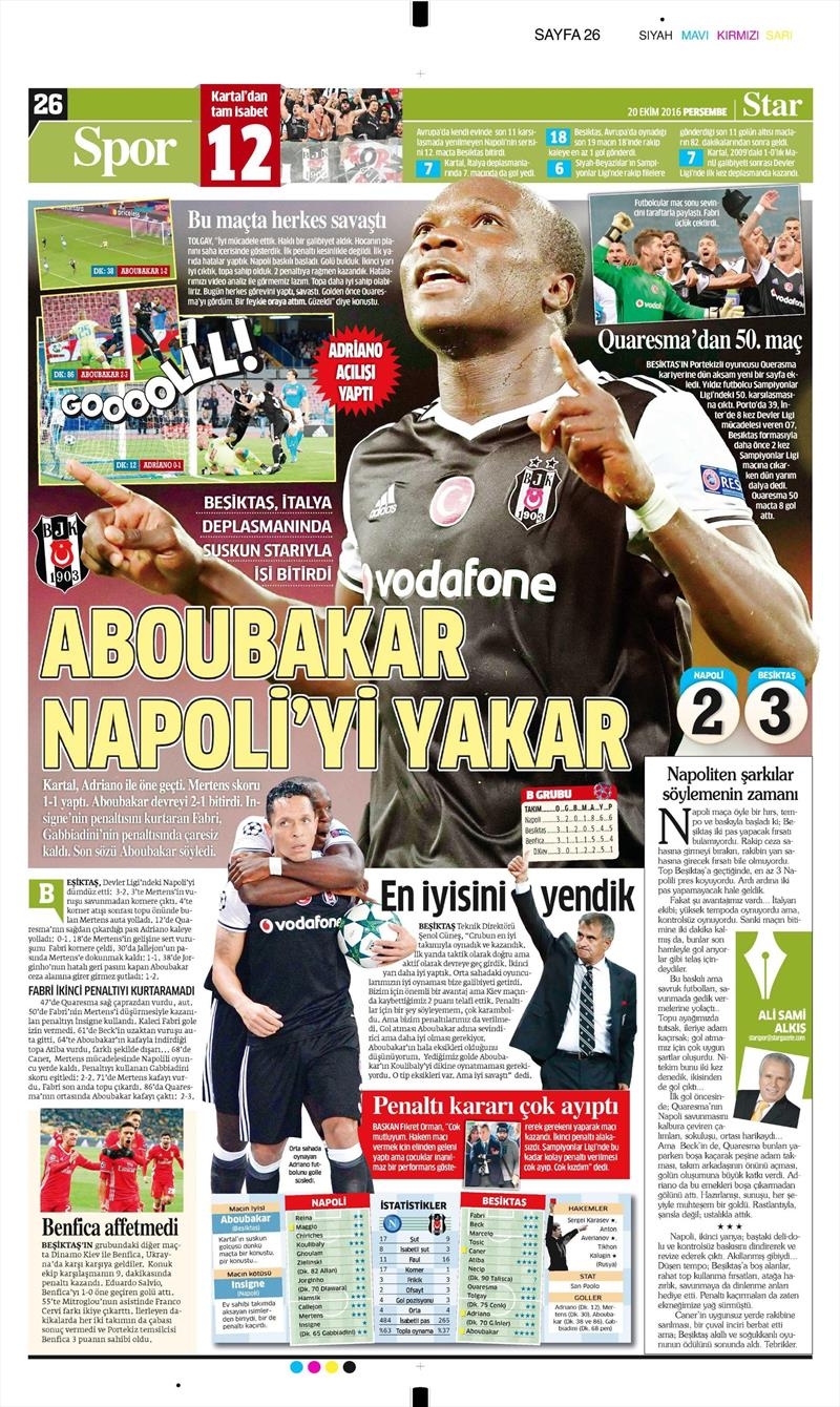 20 Ekim 016 | Gazetelerin Beşiktaş Sayfaları - Görsel 24