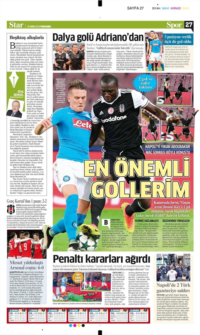 20 Ekim 016 | Gazetelerin Beşiktaş Sayfaları - Görsel 25