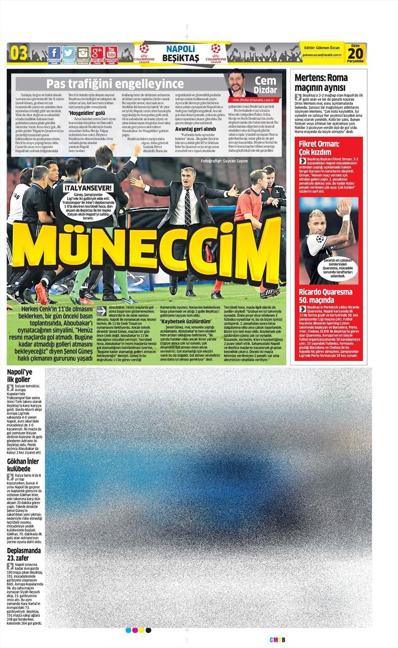 20 Ekim 016 | Gazetelerin Beşiktaş Sayfaları - Görsel 6