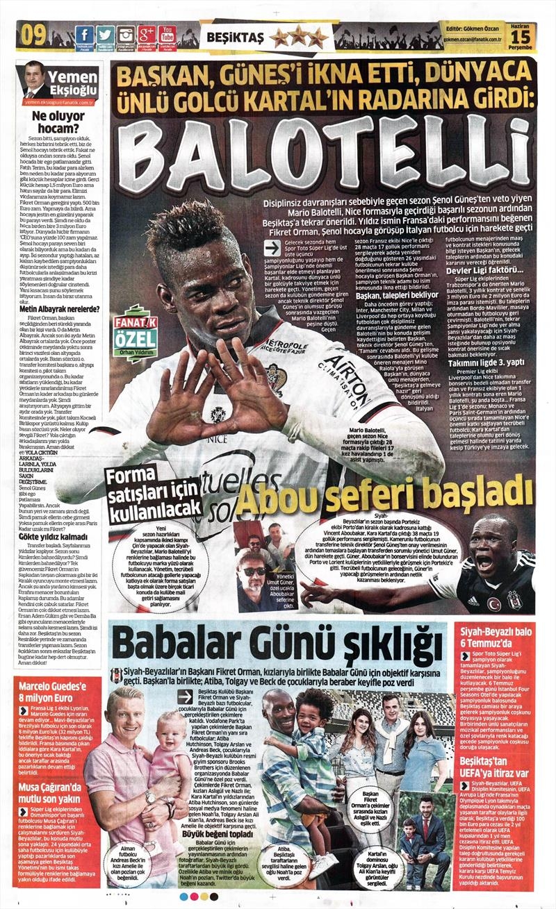 15 Haziran 2017 | İşte gazetelerin Beşiktaş manşetleri - Görsel 6