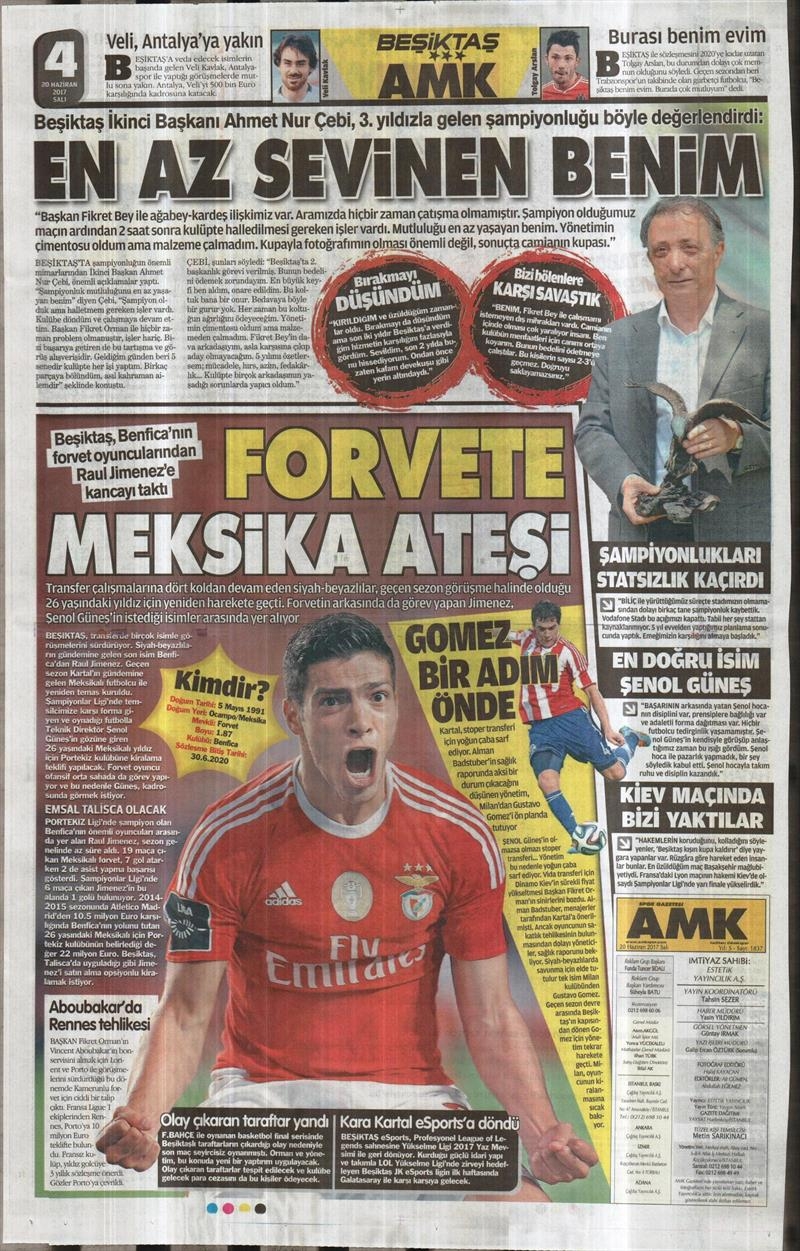 20 Haziran 2017 | Gazetlerin Beşiktaş Manşetleri - Görsel 11