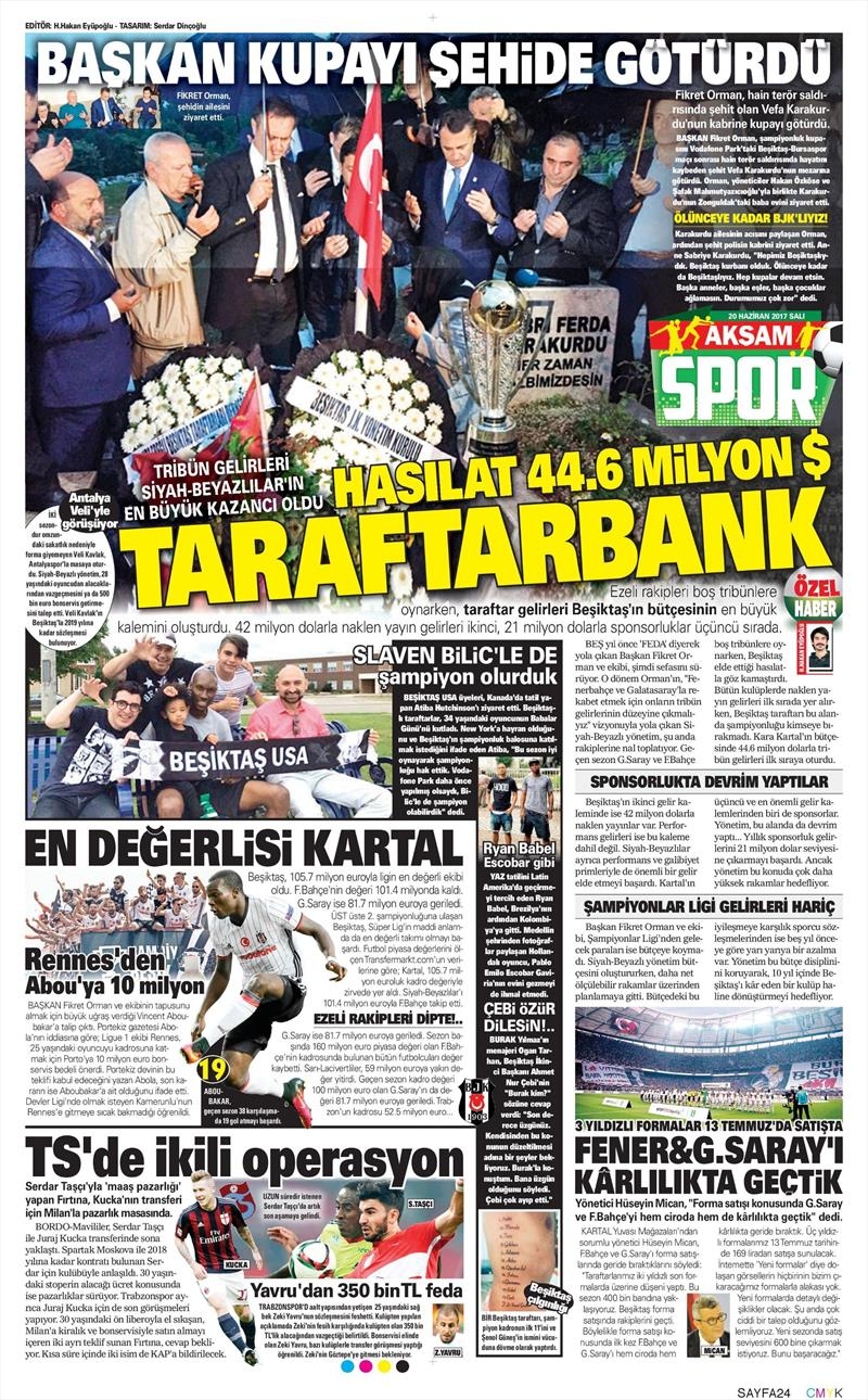 20 Haziran 2017 | Gazetlerin Beşiktaş Manşetleri - Görsel 3