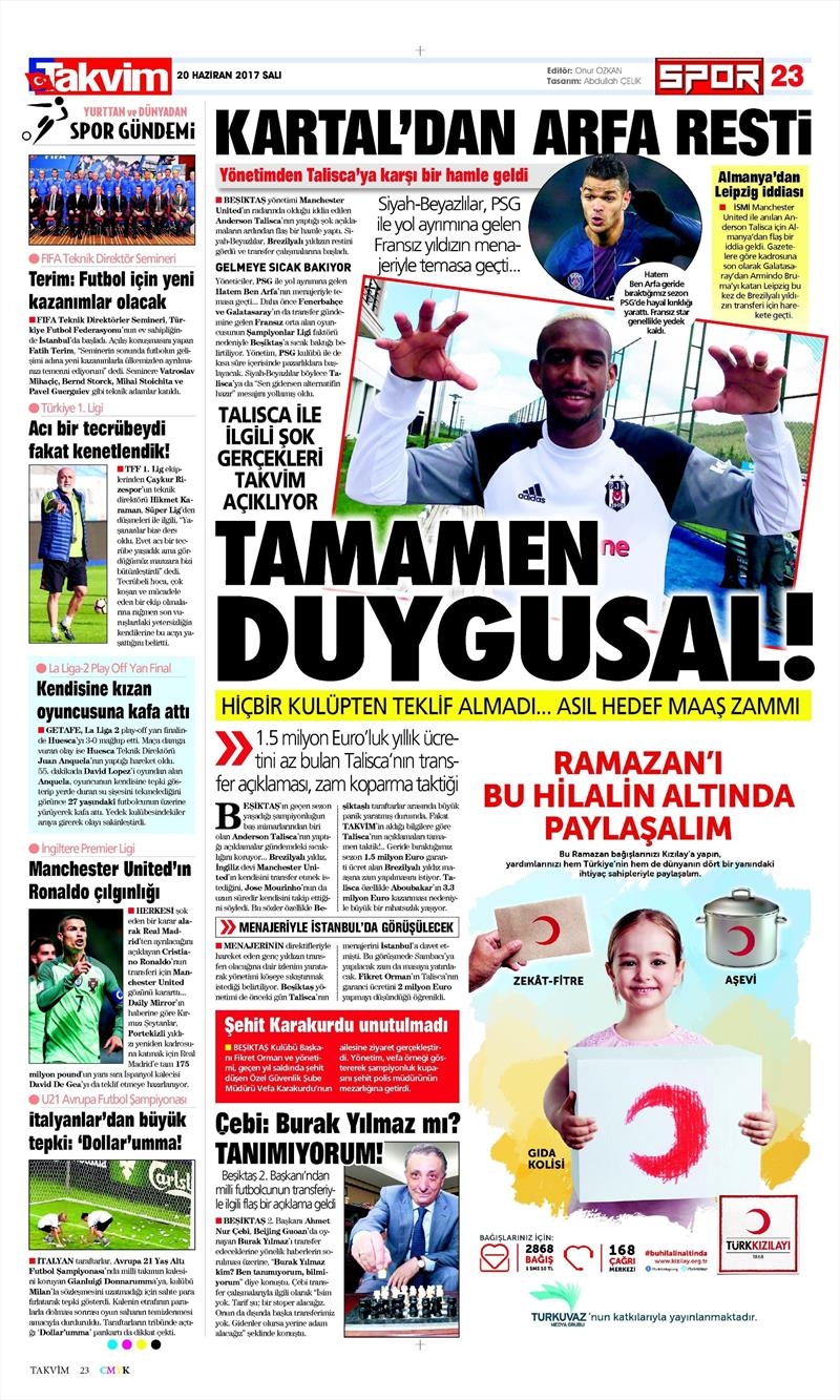 20 Haziran 2017 | Gazetlerin Beşiktaş Manşetleri - Görsel 8