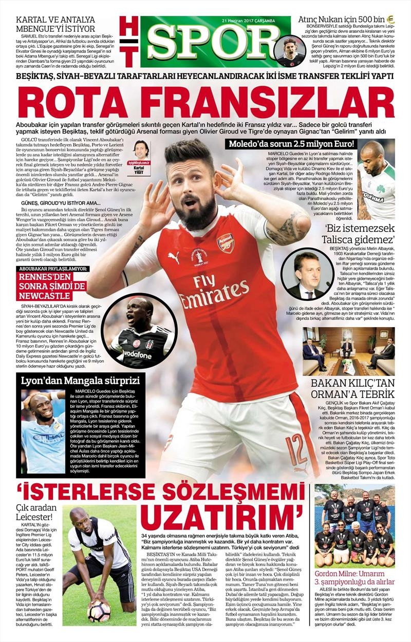 21 Haziran 2017 | Gazetelerin Beşiktaş Manşetleri - Görsel 6