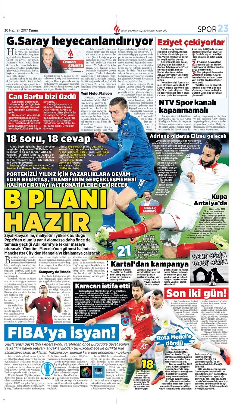 30 Haziran 2017 | İşte gazetelerin Beşiktaş manşetleri - Görsel 4