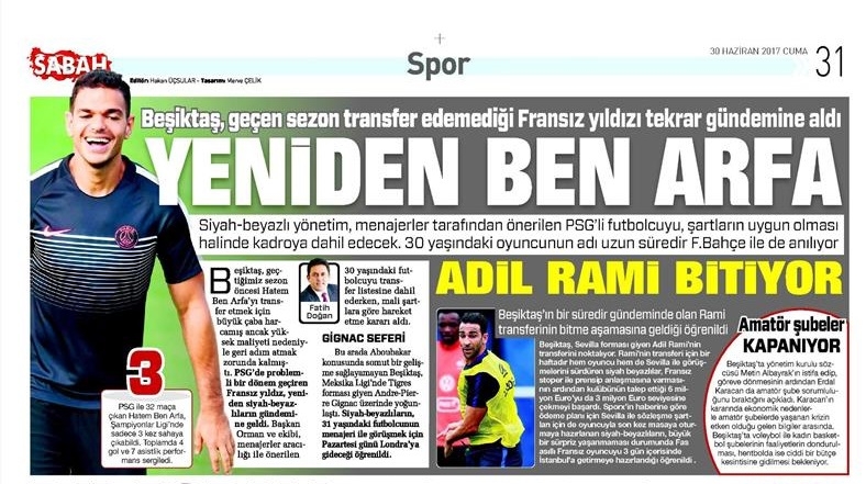 30 Haziran 2017 | İşte gazetelerin Beşiktaş manşetleri - Görsel 9