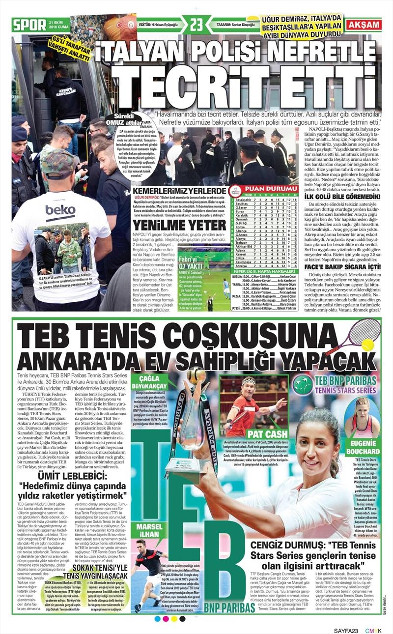 21 Ekim 2016 | Gazetelerin Beşiktaş Sayfaları - Görsel 1