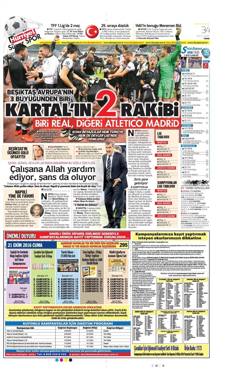 21 Ekim 2016 | Gazetelerin Beşiktaş Sayfaları - Görsel 11