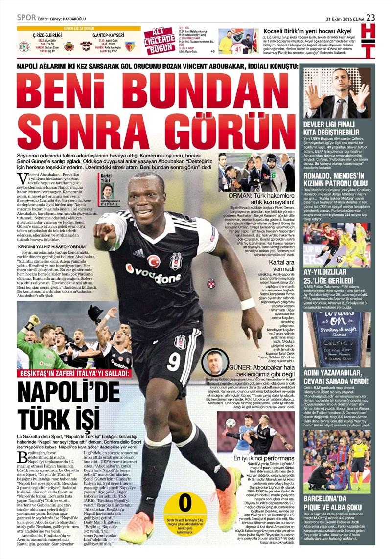 21 Ekim 2016 | Gazetelerin Beşiktaş Sayfaları - Görsel 12