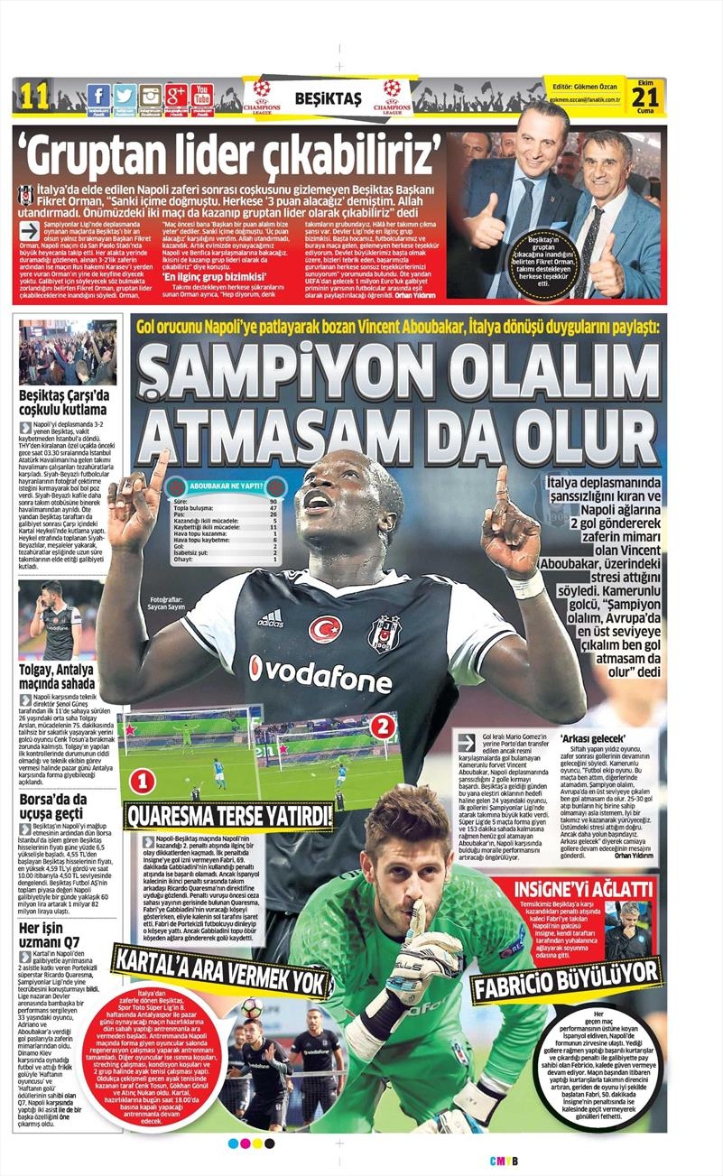 21 Ekim 2016 | Gazetelerin Beşiktaş Sayfaları - Görsel 15