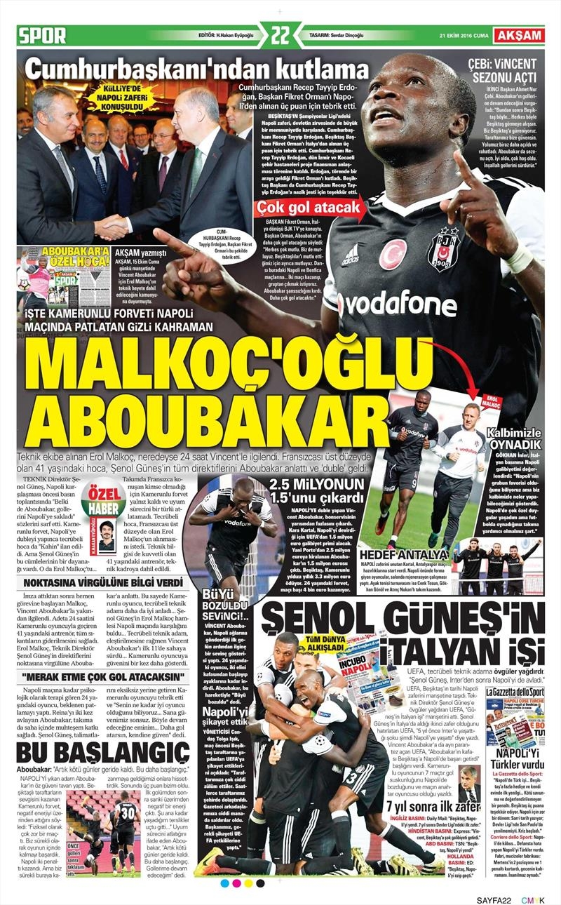 21 Ekim 2016 | Gazetelerin Beşiktaş Sayfaları - Görsel 2