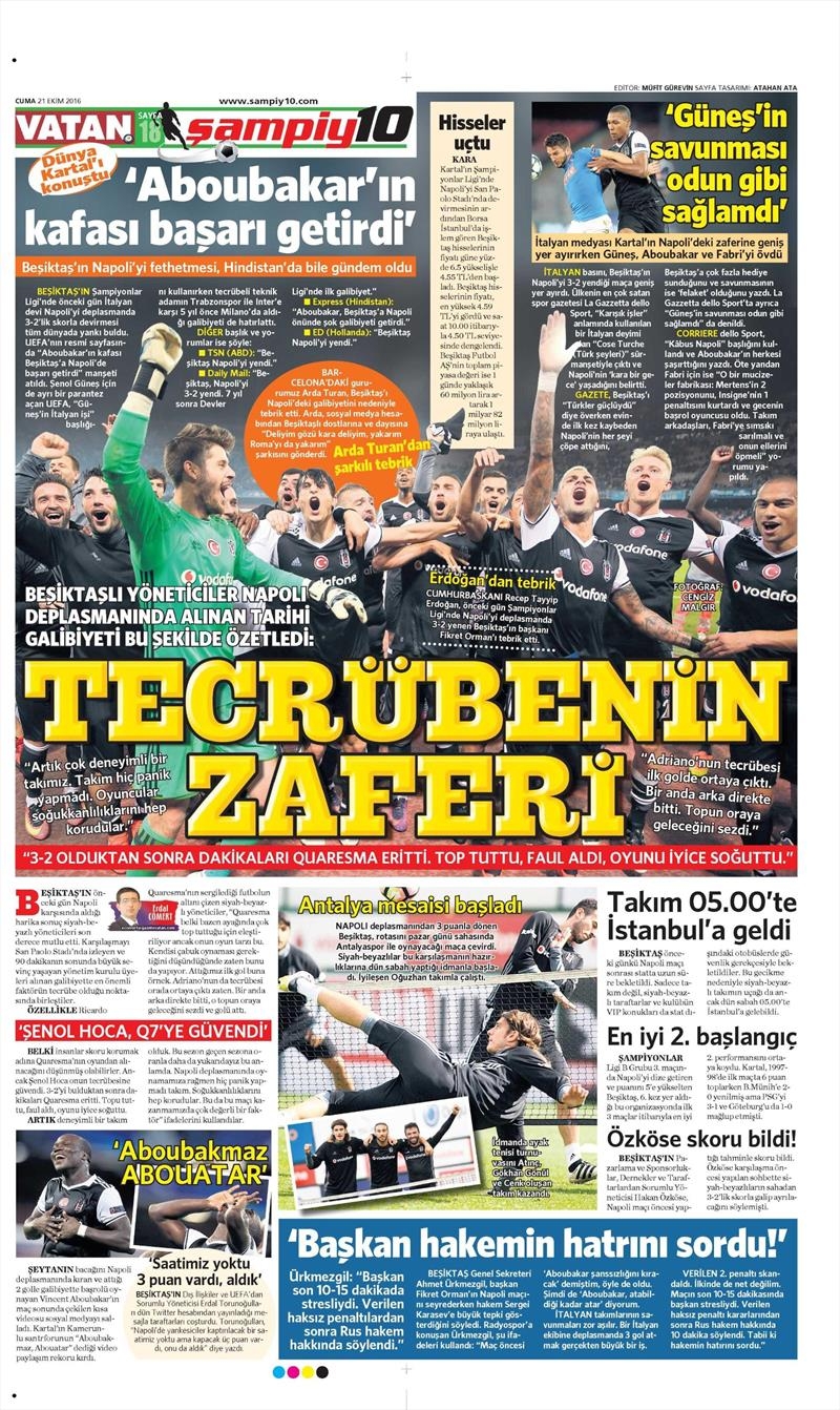 21 Ekim 2016 | Gazetelerin Beşiktaş Sayfaları - Görsel 3
